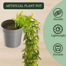 Kuber Industries 5-Pcs Grey & Green Artificial Plants With Pot image 4