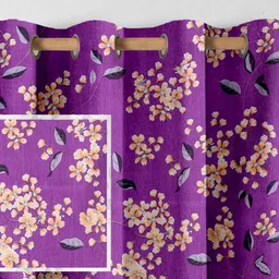 Aura Purple & Peach 2 Pieces Floral Printed Door Curtain-20