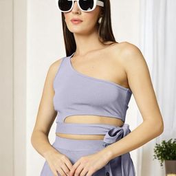 OOMPH! FACTOR One Shoulder Cut Out Crepe Blouson Crop Top-picture-22