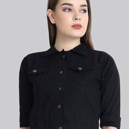 QIOA Women Lightweight Denim Jacket-image-81