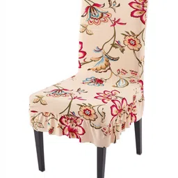 HOKIPO Beige & Red Printed Chair Cover-image-88