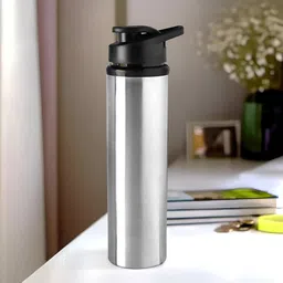Kuber Industries Silver-Toned & Black 2 Pieces Stainless Steel Water Bottles-700 ml Each-20