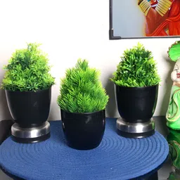 FOLIYAJ Green 3 Pieces Artificial Plant With Pot-image-41
