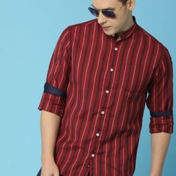 V-Mart Men Opaque Striped Casual Shirt-image-32