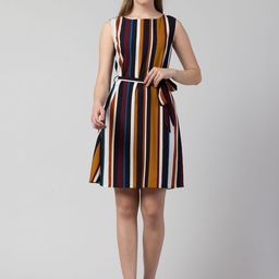 Moda Rapido Striped Crepe A-Line Dress-picture-43