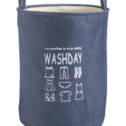 HOKIPO Blue & White Printed Folding Laundry Bag-43 L-24