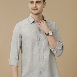 Linen Club Men Contemporary Spread Collar Solid Slim Fit Casual Shirt-image-75