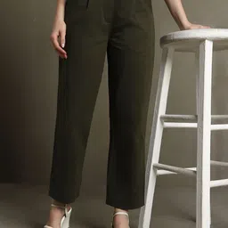 DL Woman Cotton Straight Fit Pleated Casual Trousers-image-99