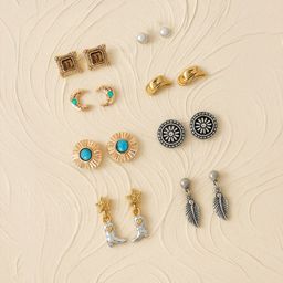 Accessorize Set of 8 Artificial Stone Studded Circular Shaped Studs-image-94