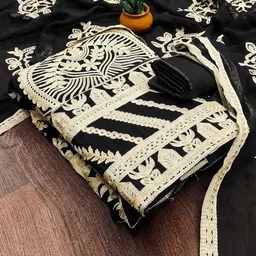 SHADOW & SAINING Embroidered Silk Georgette Unstitched Dress Material-image-7