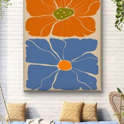 Livin'luxe Orange Colored & Blue Floral Printed Canvas Wall Art-picture-35