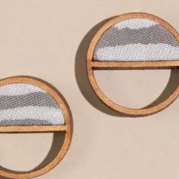WHE Repurposed Fabric And Wood Circular Shaped Studs image 2