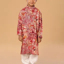 The Mini Trunk Boys Floral Printed Regular Kurta with Trousers-57