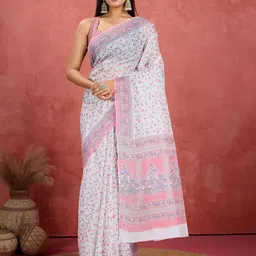 Jevi Prints Floral Printed Pure Cotton Saree-picture-36