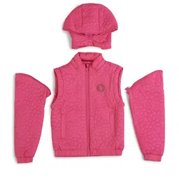 U.S. Polo Assn. Kids Girls Hooded Self Design Casual Quilted Jacket-image-38