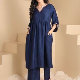 WoowZerz Women Yoke Design Empire Beads and Stones Kurta with Palazzos-image-30