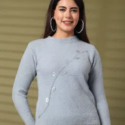 Clora Creation Women Woollen Pullover with Embellished Detail-image-31