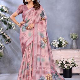 JYA Floral Linen Blend Saree-image-80