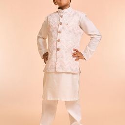 Manyavar Boys Geometric Embroidered Kurta with Pyjama & Nehru Jacket-20