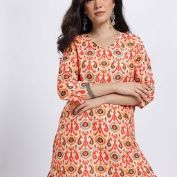 Anouk Rustic Ikat Printed V-Neck Straight Kurti-picture-11