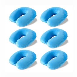 Aura Blue Set of 5 Memory Foam Filled Cotton Travel Pillow-27