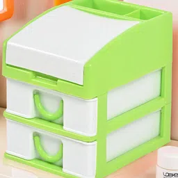 Kuber Industries Green & White Reusable 3-Layer Drawer Organiser-4