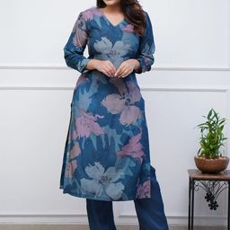 KALINI Women Floral Printed Regular Kurta with Trousers-picture-46