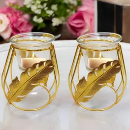 Art Street Gold-Toned Set of 2 Candle Holder-image-60