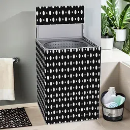 Kuber Industries Grey & Black Printed Light Weight Top Load Washing Machine Cover-10