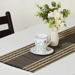 Fabindia Black & Beige Geometric Patterned Natural Fibre Table Runner-41