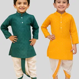 Covetus Boys Thread Work Kurta With Dhoti Pants(Pack Of 2)-picture-29
