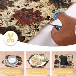 Kuber Industries Cream-Coloured 2 Pcs Printed Water Resistant Shelf Liner image 4