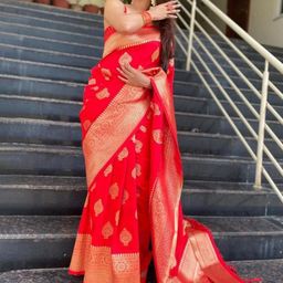 HANDSEL Woven Design Zari Pure Silk Banarasi Saree-image-119