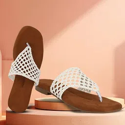 Commander Shoes Women Textured Open Toe Flats-44