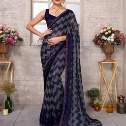 Lookmark Geometric Printed Beads And Stones Pure Georgette Saree-picture-38