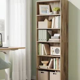 Oakcraft Brown 6 Tier Engineered Wooden Book Shelf-24