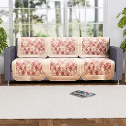 Kuber Industries Maroon & Beige 6 Pieces Printed Cotton 3 Seater Sofa Cover-image-66