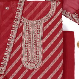 KULEESH Floral Woven Design Organza Unstitched Dress Material-image-40