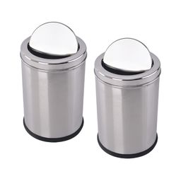 Aura 2 Pieces Silver-Toned Stainless Steel Swing Lid Bins 10L Each-image-29