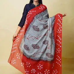 Unnati Silks Ethnic Motifs Dyed Cotton Silk Bandhani Dupatta-32