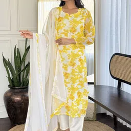 TWINS LADY Women Floral Printed Regular Kurta with Trousers & With Dupatta-image-15