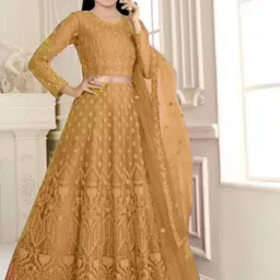 F Plus Fashion Girls Embroidered Semi-Stitched Lehenga & Unstitched Blouse Net-picture-24