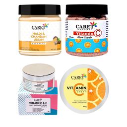 CARET ORGANIC Set Of 4Face Pack- 100 g- Glow Scrub- 100 g-Cream- 50 g & 100 g-8