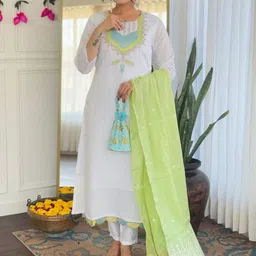 KALINI Yoke Design Straight Kurta With Trousers And Dupatta-image-47