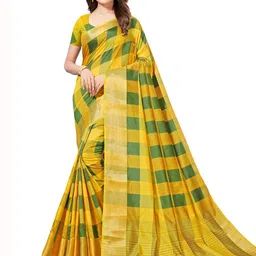 KALINI Checked Zari Saree With Blouse Piece-image-25