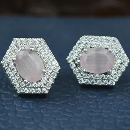 JEWELOPIA Silver-Plated Brass American Diamond Studs-picture-10