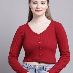 GRACIT Cotton High-Low Crop Top-image-84