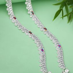 Estele Rhodium-Plated Ghungroo Beaded Anklets-picture-41