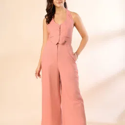 Kiarabel Retail Linen Halter Neck Wide-Leg Jumpsuit-picture-40