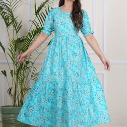 Here&Now Women Floral Printed Pure Cotton Fit & Flare Dress-picture-33